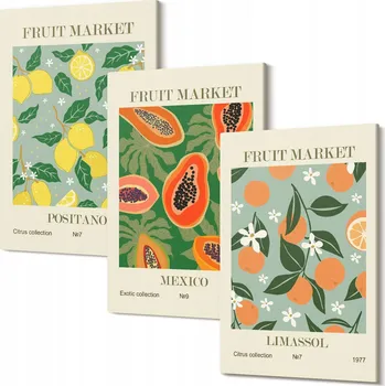 Obraz Sada obrazů pro dekoraci galerie Ovocné plakáty citrony papája 30x20 cm