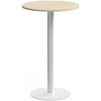 Jídelní stůl Barový stůl ALVA, Ø700x1100 mm, vysokotlaký laminát, bílá/bříza