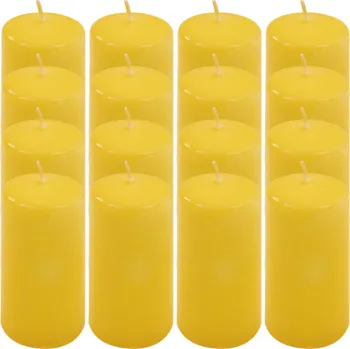 Svíčka Žlutá parafínová svíčka 10 cm, 20 h, 16 ks