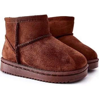 Dámská zimní obuv HNĚDÉ DĚTSKÉ ZATEPLENÉ SNĚHULE KOTNÍKOVÉ BOTY 30