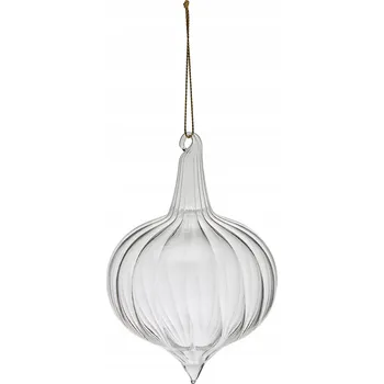 Vánoční dekorace VÁNOČNÍ KOULE PRŮHLEDNÁ SKLENĚNÁ OZDOBNÁ 11x8 VÁNOČNÍ DEKORACE NA STROMEČEK