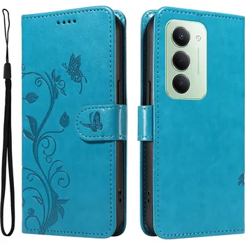 Pouzdro na mobilní telefon Flowers knížkové pouzdro na Xiaomi Redmi 15 5G (169mm) - modré