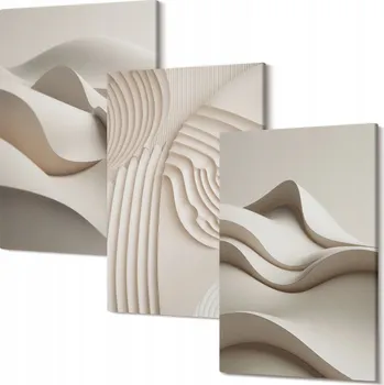 Obraz Sada nástěnných dekorací - Abstraktní vlny béžové, 3 obrazy 30x20 cm