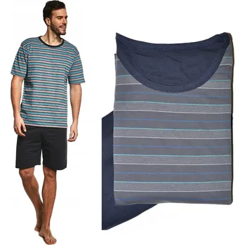 Pánské pyžamo Cornette pyžamo pánské 338/17 - tm. šedá, M (Pánské bavlněné pyžamo Cornette s krátkým rukávem)