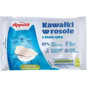 Krmivo pro kočku COMFY APPETIT Kapsičky BÍLÁ RYBA VE VÝVARU PRO KASTROVANÉ KOČKY 4X85G