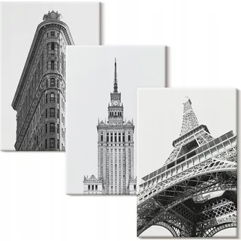 Obraz Sada obrazů do kanceláře – Architektonické černobílé budovy 3x 20x30 cm