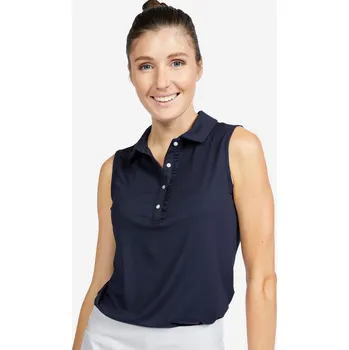 Dámské tričko INESIS Dámské golfové polo bez rukávů WW500 S MODRÁ
