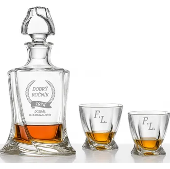 Sklenice Dekorant Bohemia Crystal křišťálový whisky set s gravírováním DOBRÝ ROČNÍK 1+2