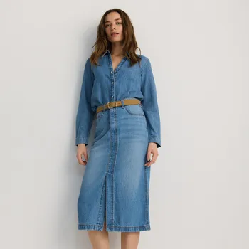 Dámské oblečení Reserved - Džínová midi sukně - modrá - 7800B-50J - 7800B-50J-S