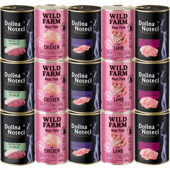 Krmivo pro kočku Dolina Noteci Premium + WILD FARM Pate Mix chutí 15x400g