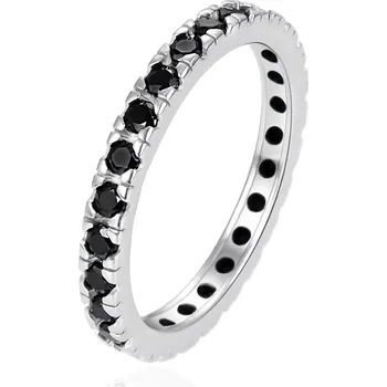 Prsten AGATO Jemný stříbrný prsten s černými zirkony AGT-R16BK Velikost: 52 (2 g)