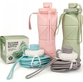 LÁHEV NA VODU LAHEV NA PITÍ malá skládací silikonová 600ml RŮŽOVÁ