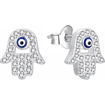 Náušnice AGATO Stříbrné náušnice s rukou Fátimy AGT-E105PW