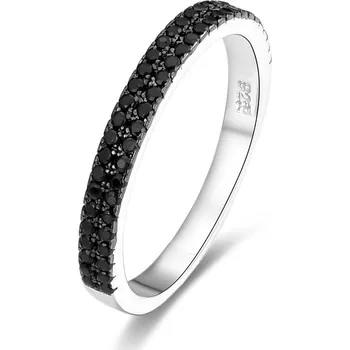 Prsten AGATO Jemný stříbrný prsten s černými zirkony AGG386 Velikost: 60 (2,11 g)