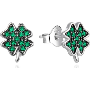 Náušnice AGATO Čtyřlístkové stříbrné náušnice se zirkony AGT-E167PGR