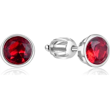 Náušnice AGATO Stříbrné náušnice pecky s červeným zirkonem AGUP1717S