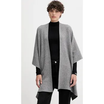 Dámský svetr Oboustranné pončo s příměsí vlny United Colors of Benetton 112HEU01N šedá 90X, vel. ONE SIZE