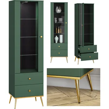 Komoda Skříňka v odstínech zelené, matná čela, 190 x 55 x 40 cm Konsimo