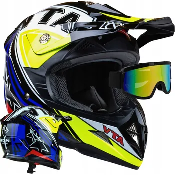 Helma na motorku HORN MOTOCYKLOVÁ PŘILBA ENDURO CROSS QUAD + BRÝLE M