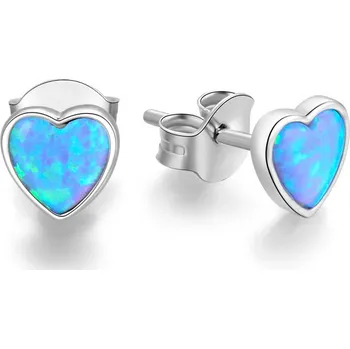Náušnice AGATO Srdíčkové náušnice se syntetickým opálem AGUP2244
