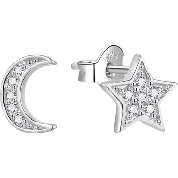 Náušnice AGATO Jemné stříbrné náušnice s designem hvězdy a měsíce AGT-E019PW