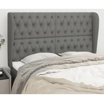 Čelo postele typu ušák tmavě šedé 147x23x118/128 cm textil IM_3118389
