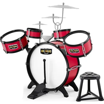 Hudební nástroj pro děti Hrací bicí souprava se židlí, vínová