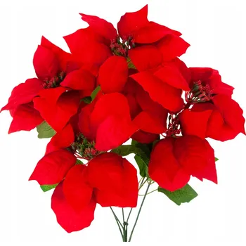 Vánoční dekorace VÁNOČNÍ HVĚZDA KYTICE VELKÉ KVĚTY VÁNOČNÍ HVĚZDA ČERVENÁ