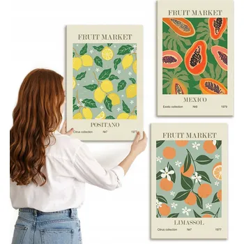 Obraz Sada obrazů na plátně Ovocné motivy, citrony, papája 3x 40x60 cm