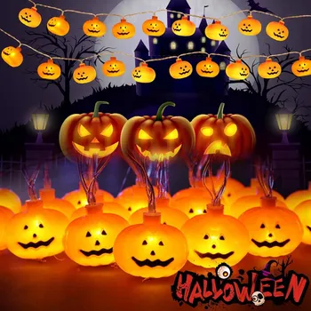 Vánoční dekorace LED světelný řetěz Girlanda Halloween 3m teplá bílá 2 režimy dýně