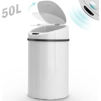 Odpadkový koš Bezdotykový koš na odpadky se senzorem, 50 l, bílý