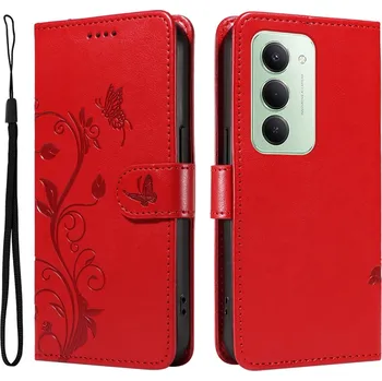Pouzdro na mobilní telefon Flowery knížkové pouzdro na Xiaomi Redmi 15 4G (171mm) - červené