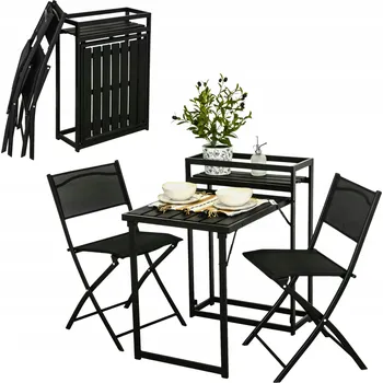 Zahradní sestava Sada zahradního nábytku kovová Jumi černá 3 ks