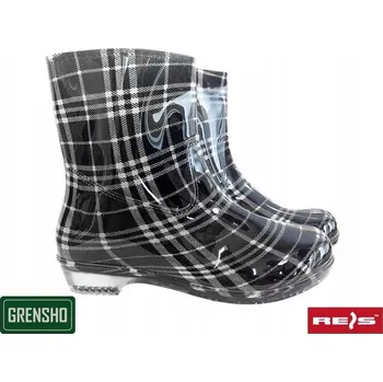 Pracovní obuv Holínky dámské krátké boty v bílo-černém módním kostkovaném vzoru BW vel. 40