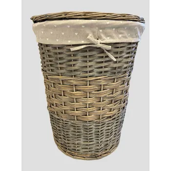Koš na prádlo Vingo Šedý proutěný koš na prádlo s víkem - kulatý Rozměry (cm): průměr 31, v. 38 Šedá