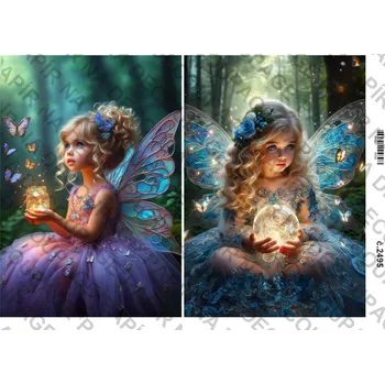 Umělecký papír Rýžový a soft papír na decoupage - Víla Světluška - KB2495 Materiál: Soft, Rozměr: A4