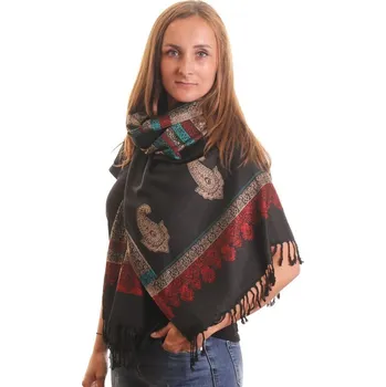 Šátek Šátek černý s třásněmi var.: Viskóza