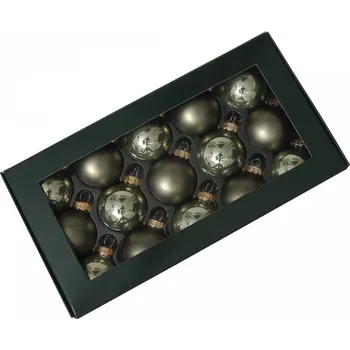 Vánoce Harasim velkoobchod s. r. o. Sada vánočních skleněných baněk 4 cm, žulová zelená, sada 15 ks