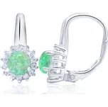 AGATO Půvabné náušnice se syntetickým opálem a zirkony AGUC1206