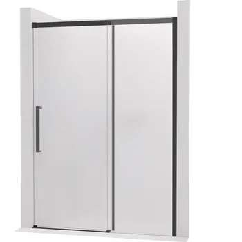 CERANO - Sprchové posuvné dveře Lantono - pravá - 8 mm - Soft-Close - černá matná, mléčné sklo - 160x195 cm
