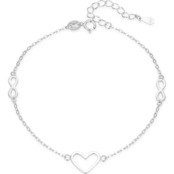 Náramek AGATO Stříbrný náramek s nekonečnem a srdcem AGB776/21
