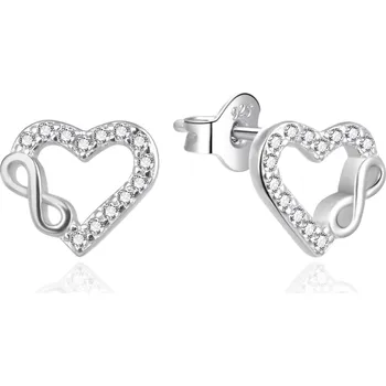Náušnice AGATO Stříbrné náušnice se srdíčkem a nekonečnem AGT-E230PW