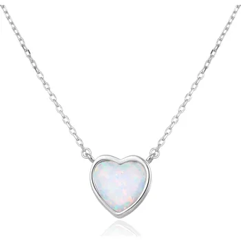 Náhrdelník AGATO Něžný stříbrný náhrdelník se syntetickým opálem AGS817/45L