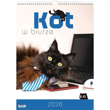 Obraz VÍCESTRÁNKOVÝ KALENDÁŘ 2026 VELKÝ NÁSTĚNNÝ KRAJINA PANORAMA KOČKA V KANCELÁŘI