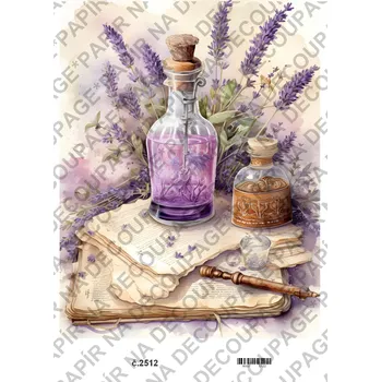 Umělecký papír Rýžový a soft papír na decoupage - Levandule vintage - KB2512 Materiál: Soft, Rozměr: A4