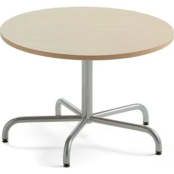 Jídelní stůl Stůl PLURAL, Ø900x600 mm, akustická HPL deska, bříza, stříbrná