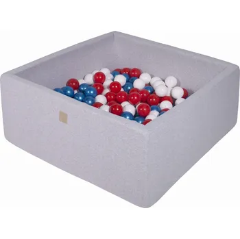 Suchý bazén Čtvercový Suchý Bazén s 200 míčky 90x90x40cm Světle Šedý Cotton