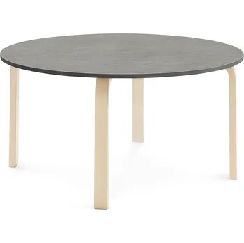Zahradní stůl Stůl ELTON, Ø 1200x590 mm, bříza, akustické linoleum, tmavě šedá