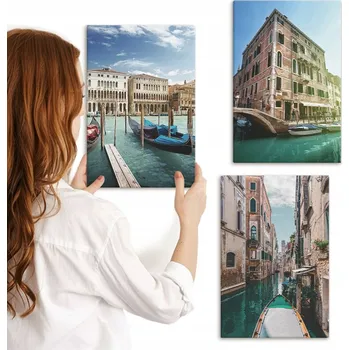 Obraz Vícedílný Obraz Na Plátně Sada Benátky kanály architektura 3x 20x30 cm