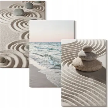 Obraz Sada obrazů na zeď Vlny písku, voda, kameny, pláž 3x 20x30 cm